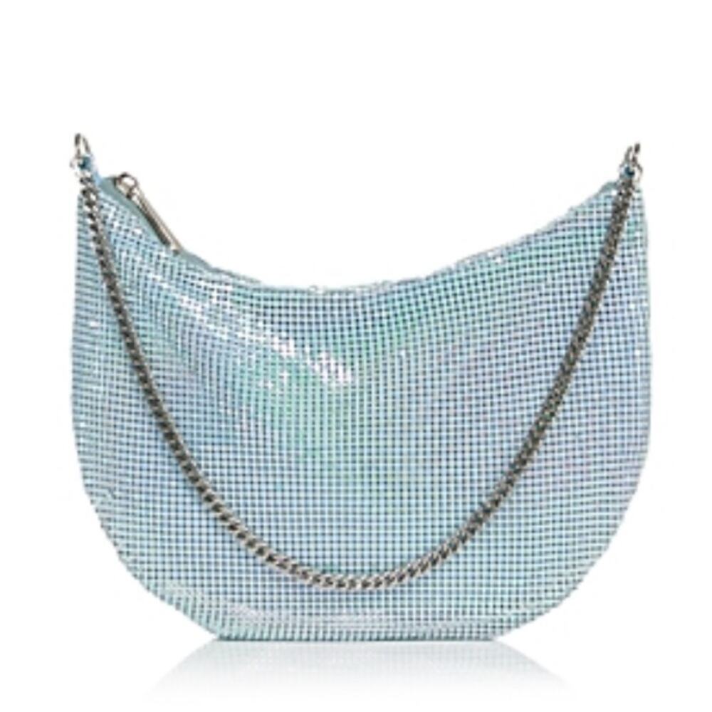 NWT MSRP$128 AQUA Mesh Shoulder Bag Hobo Blue baguette